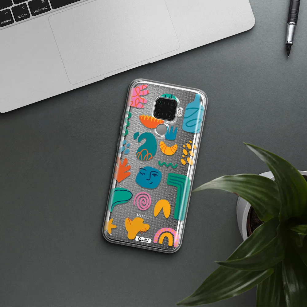a collection of colorful shapes Huawei Mate 30 Lite Clear TPU Case