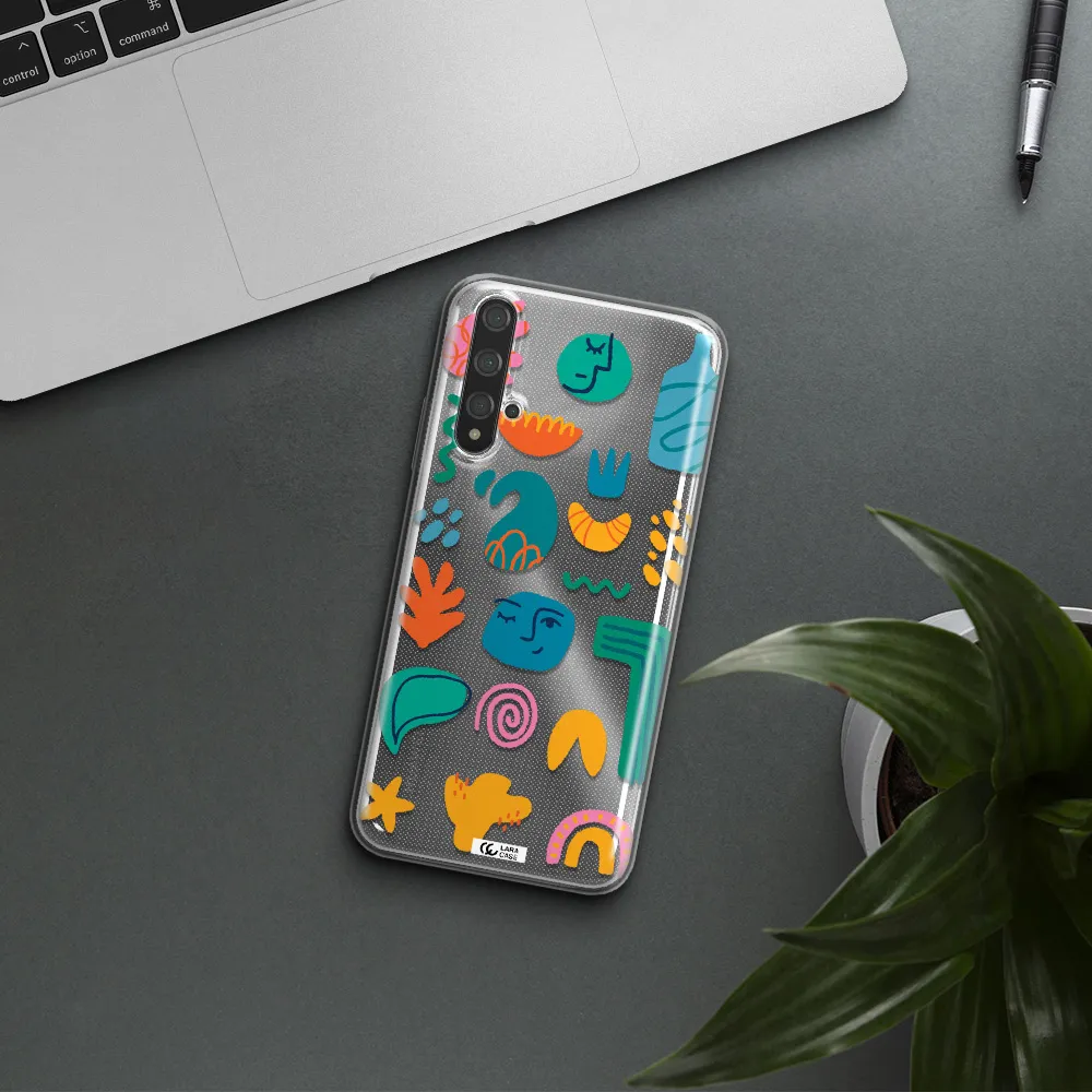 a collection of colorful shapes Huawei Nova 5t Clear TPU Case