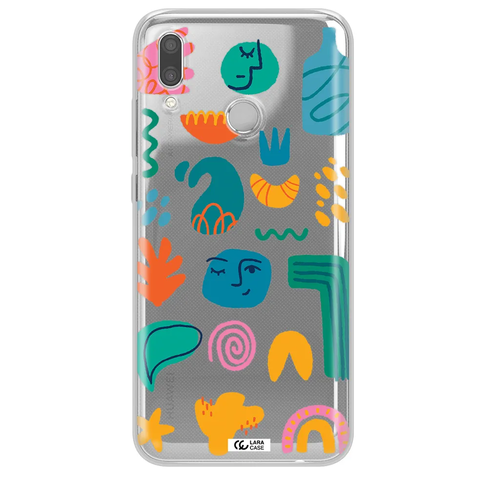 a collection of colorful shapes Huawei P Smart 2019 Clear TPU Case