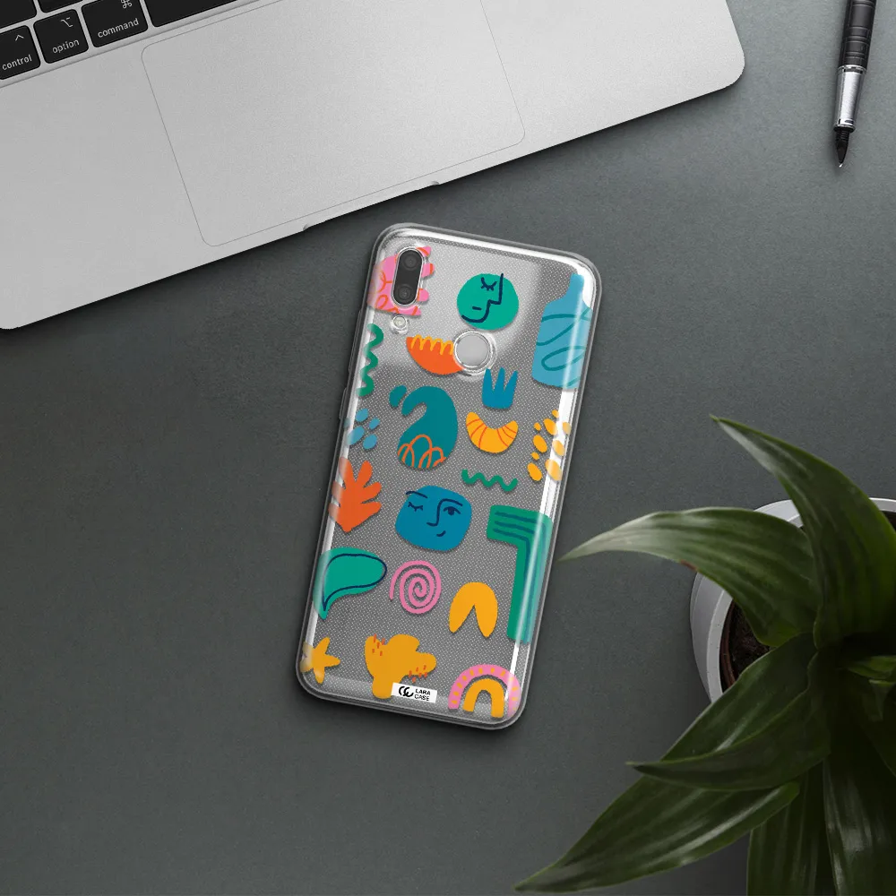 a collection of colorful shapes Huawei P Smart 2019 Clear TPU Case