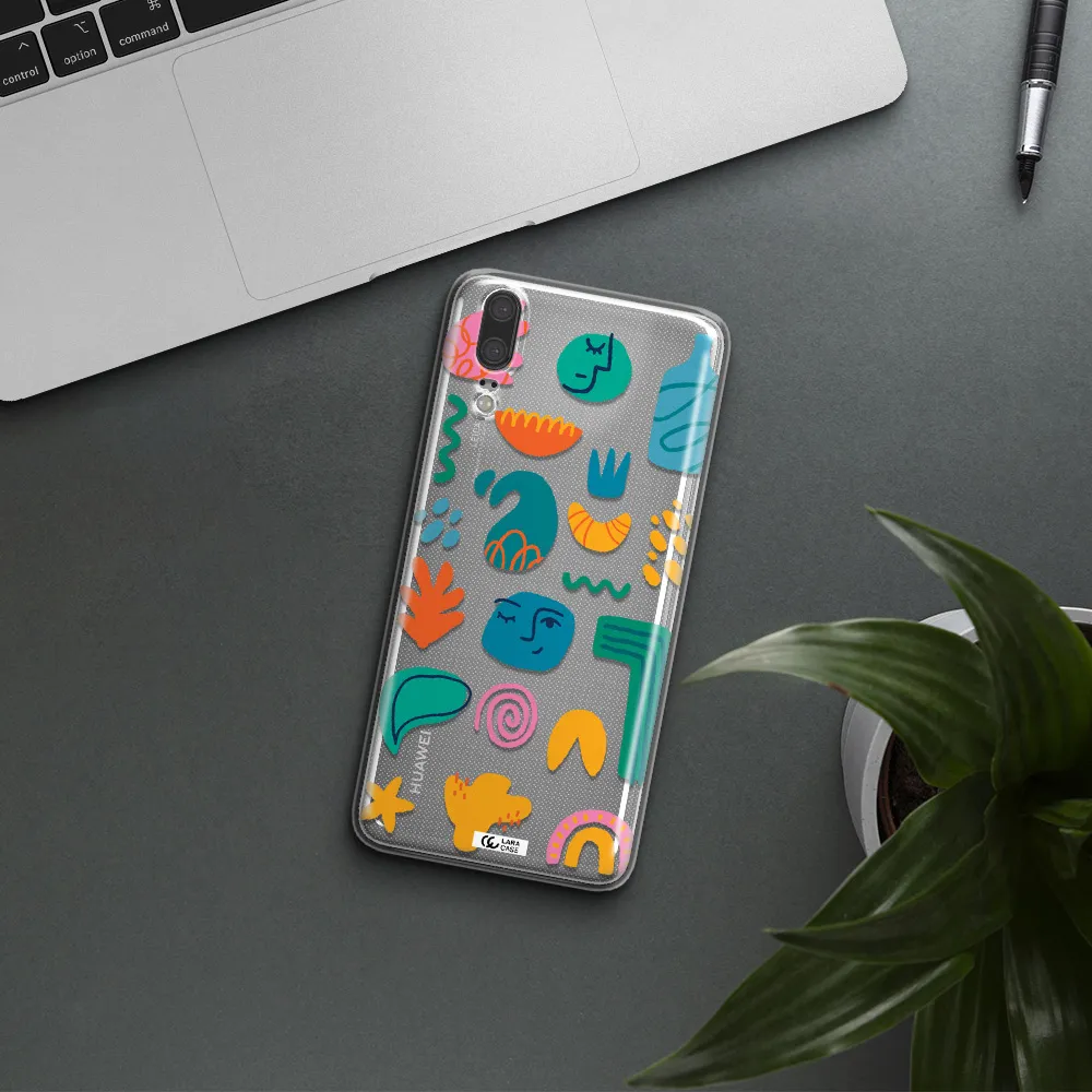 a collection of colorful shapes Huawei P20 Clear TPU Case