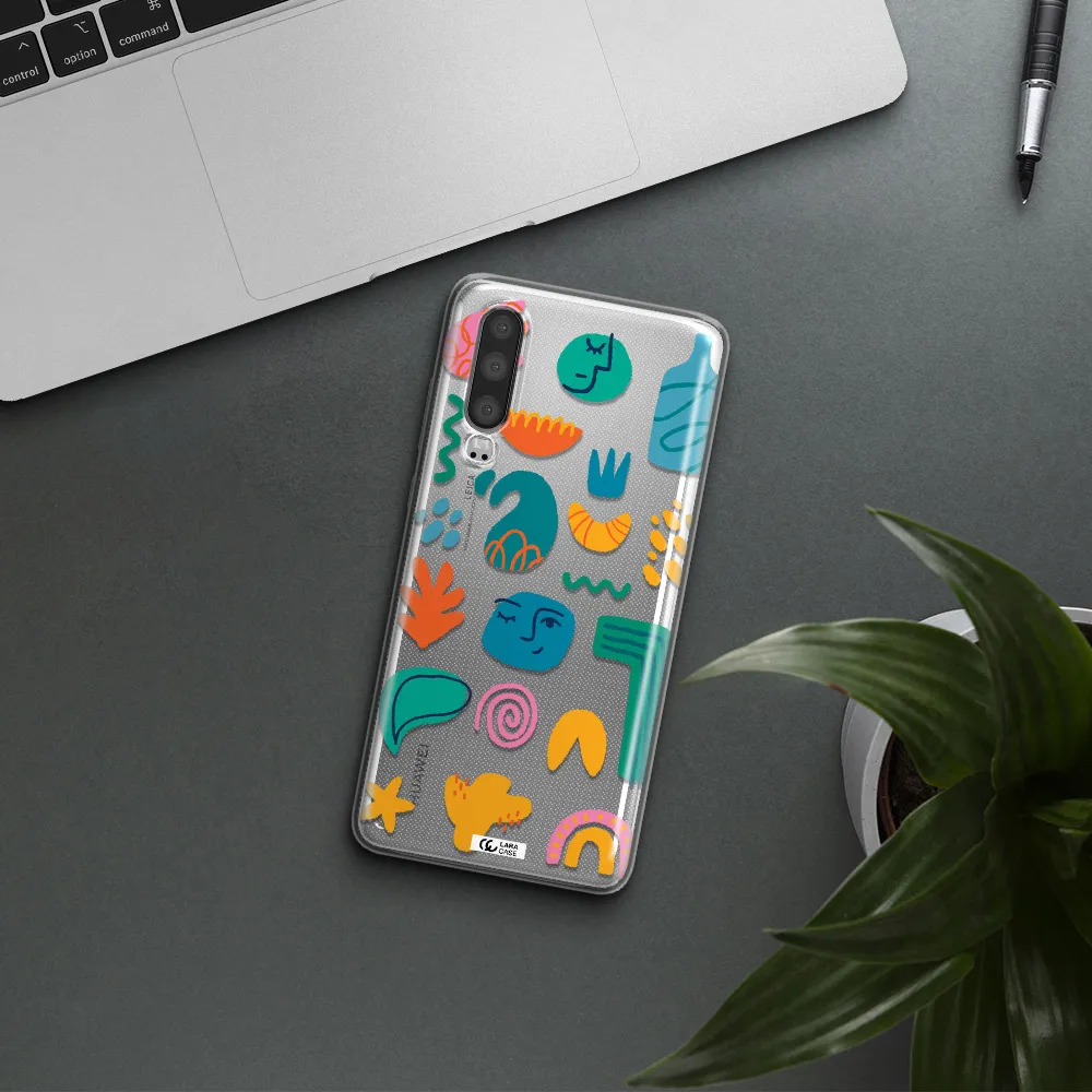a collection of colorful shapes Huawei P30 Clear TPU Case
