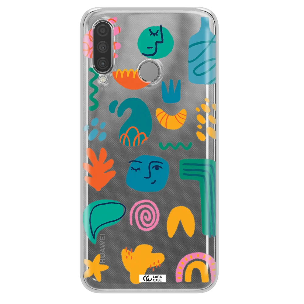 a collection of colorful shapes Huawei P30 Lite Clear TPU Case