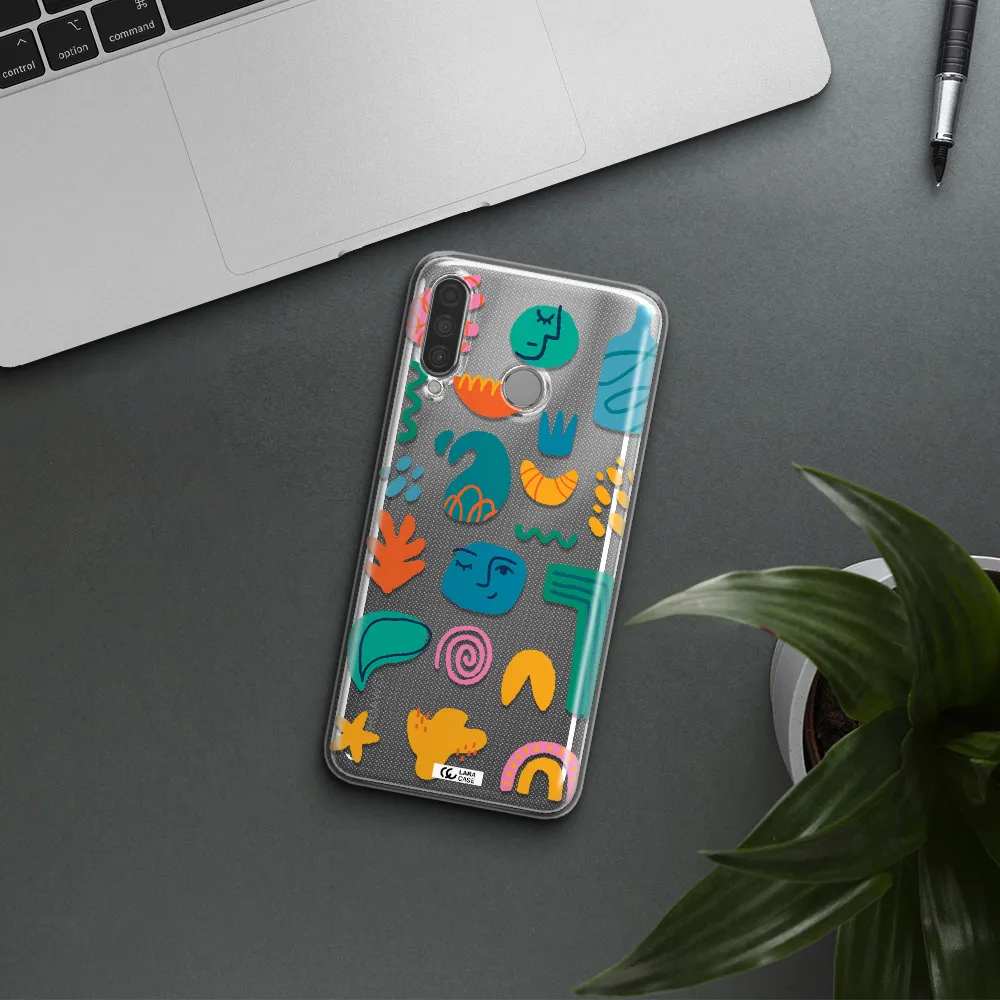 a collection of colorful shapes Huawei P30 Lite Clear TPU Case
