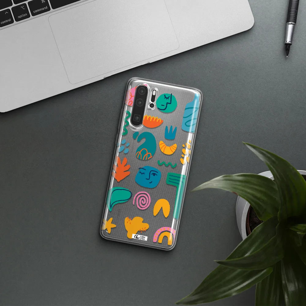 a collection of colorful shapes Huawei P30 Pro Clear TPU Case