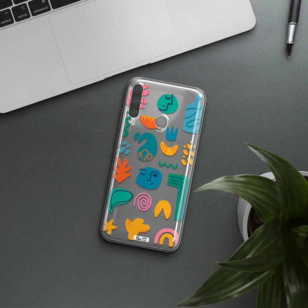 a collection of colorful shapes Huawei P40 Lite E Clear TPU Case