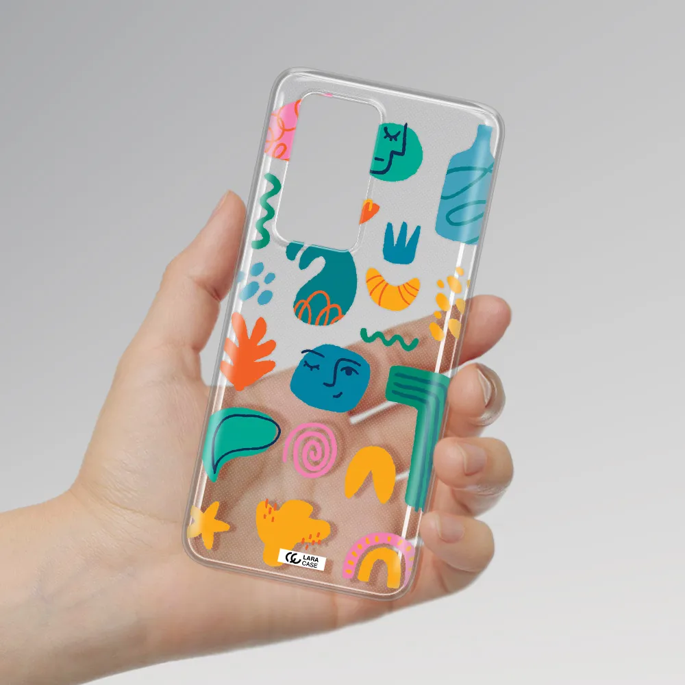 a collection of colorful shapes Huawei P40 Pro Clear TPU Case