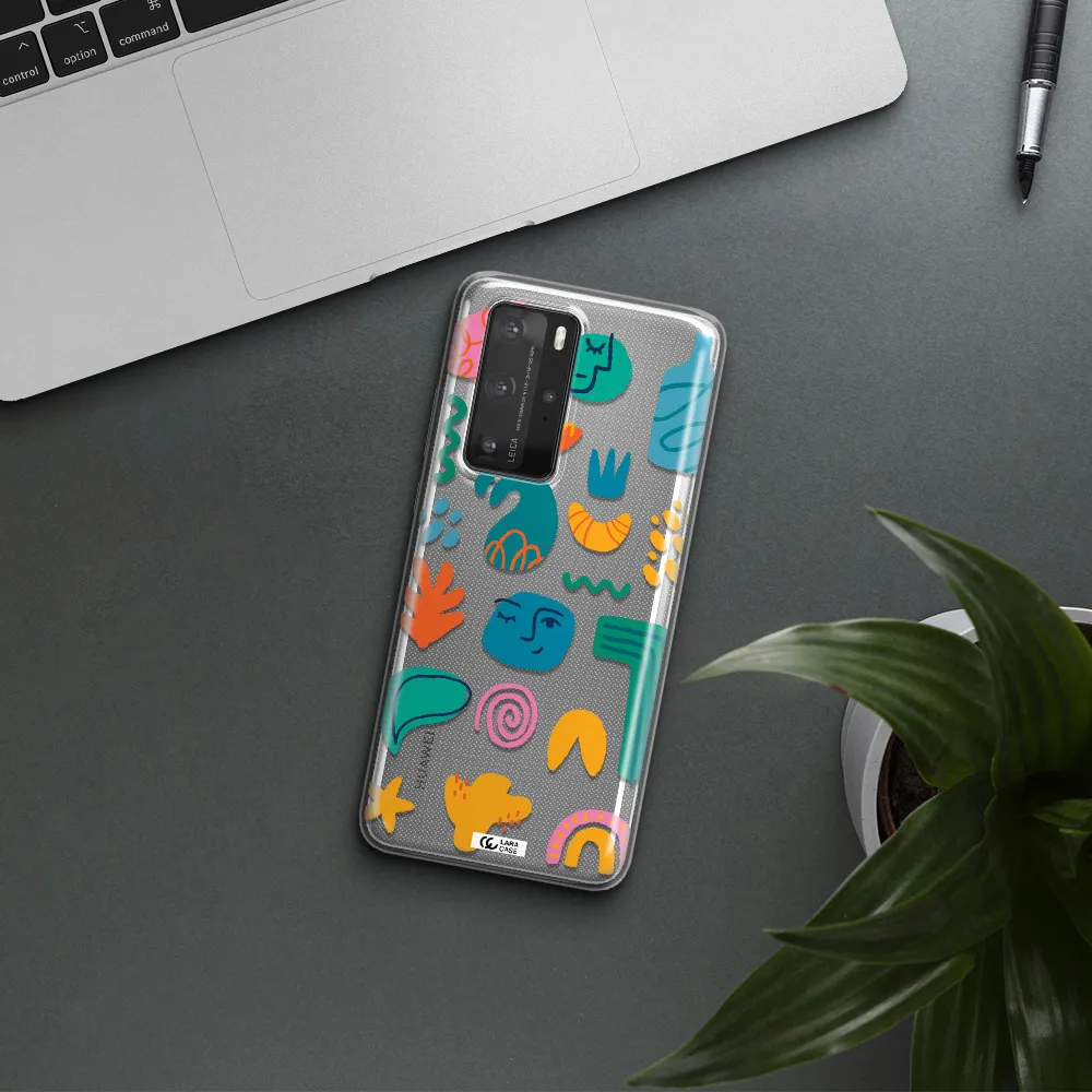 a collection of colorful shapes Huawei P40 Pro Clear TPU Case