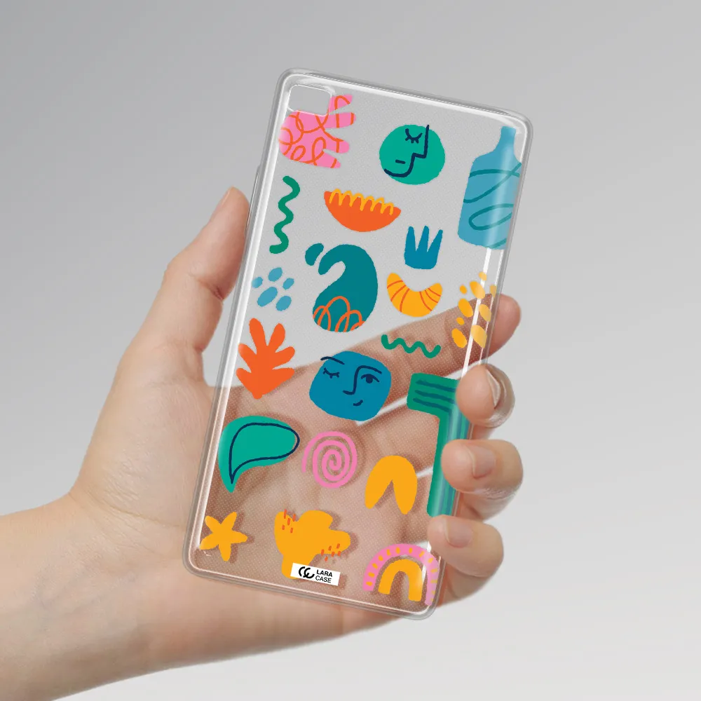 a collection of colorful shapes Huawei P8 Clear TPU Case