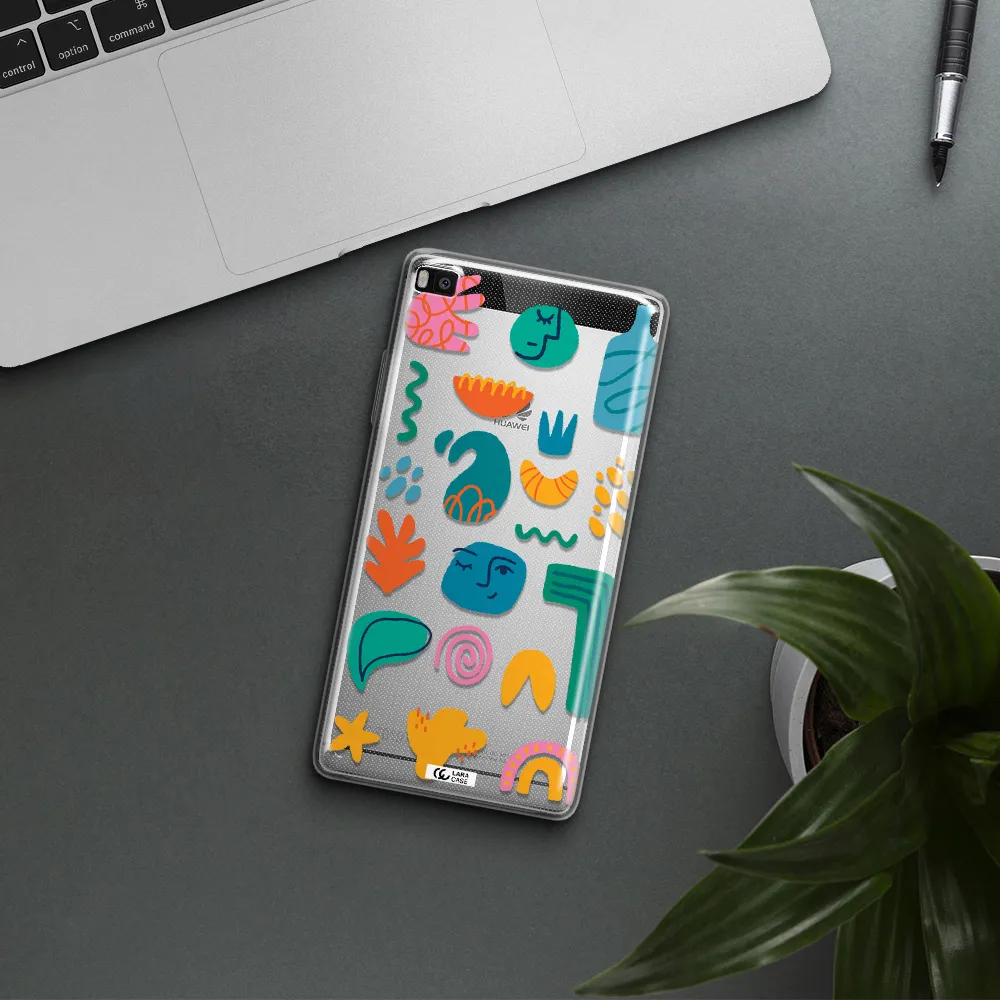 a collection of colorful shapes Huawei P8 Clear TPU Case