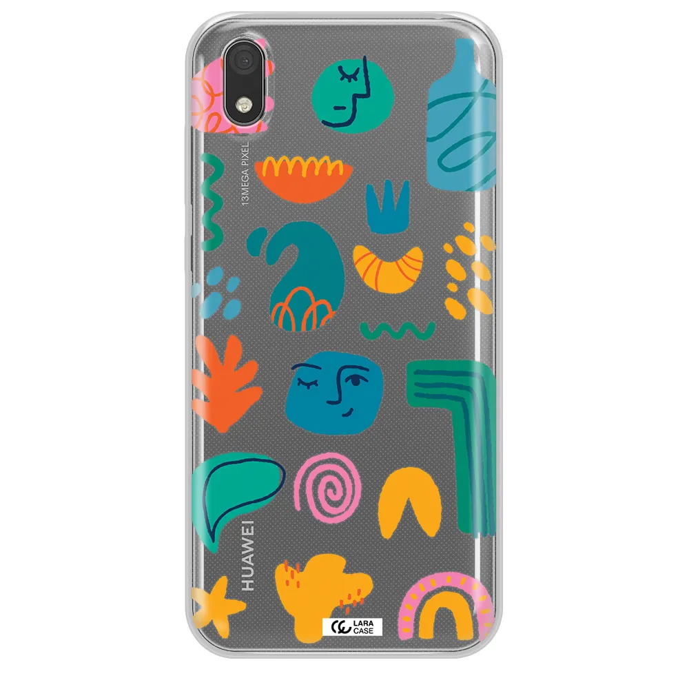 a collection of colorful shapes Huawei Y5 2019 Clear TPU Case