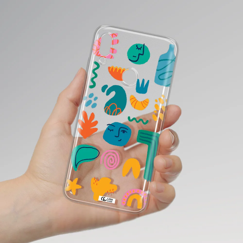 a collection of colorful shapes Huawei Y6 2019 Clear TPU Case