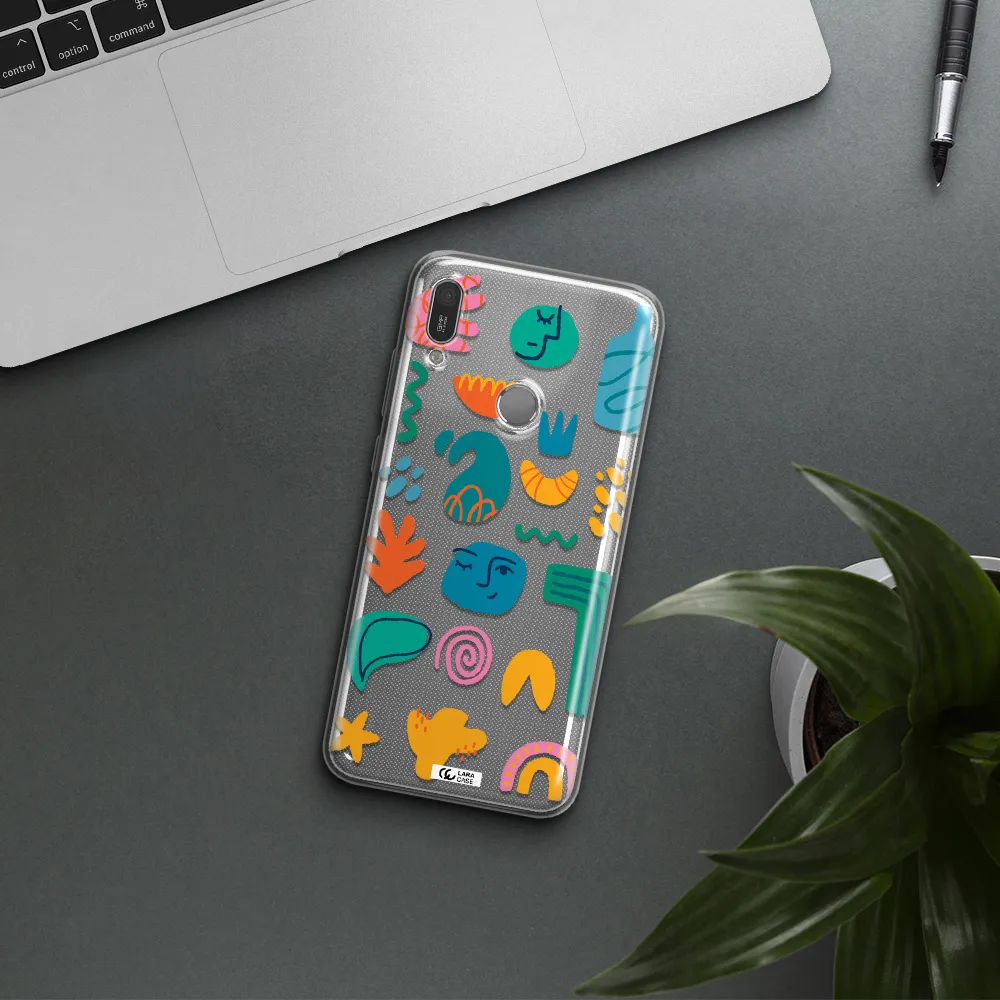 a collection of colorful shapes Huawei Y6 2019 Clear TPU Case