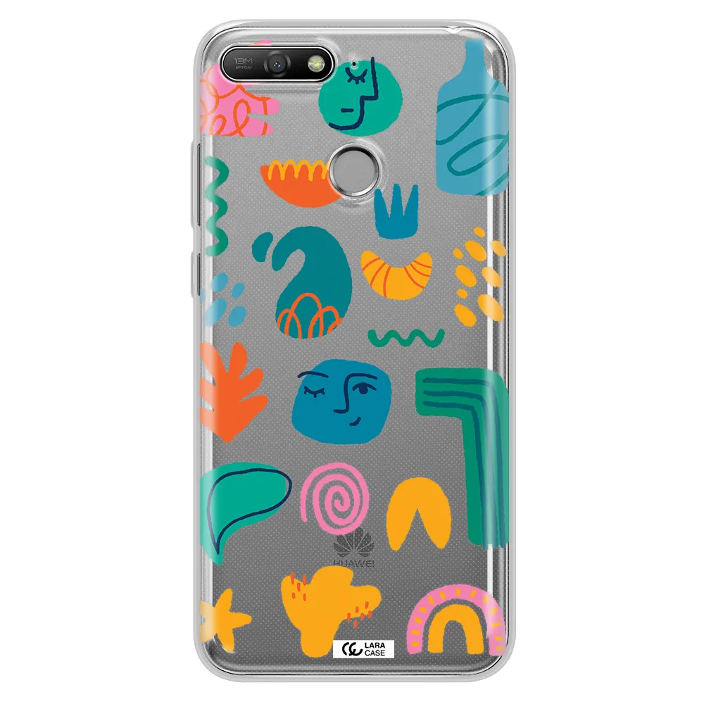 a collection of colorful shapes Huawei Y6 Prime 2018 Clear TPU Case