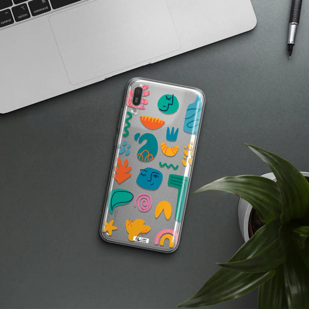 a collection of colorful shapes Huawei Y6 Pro 2019 Clear TPU Case