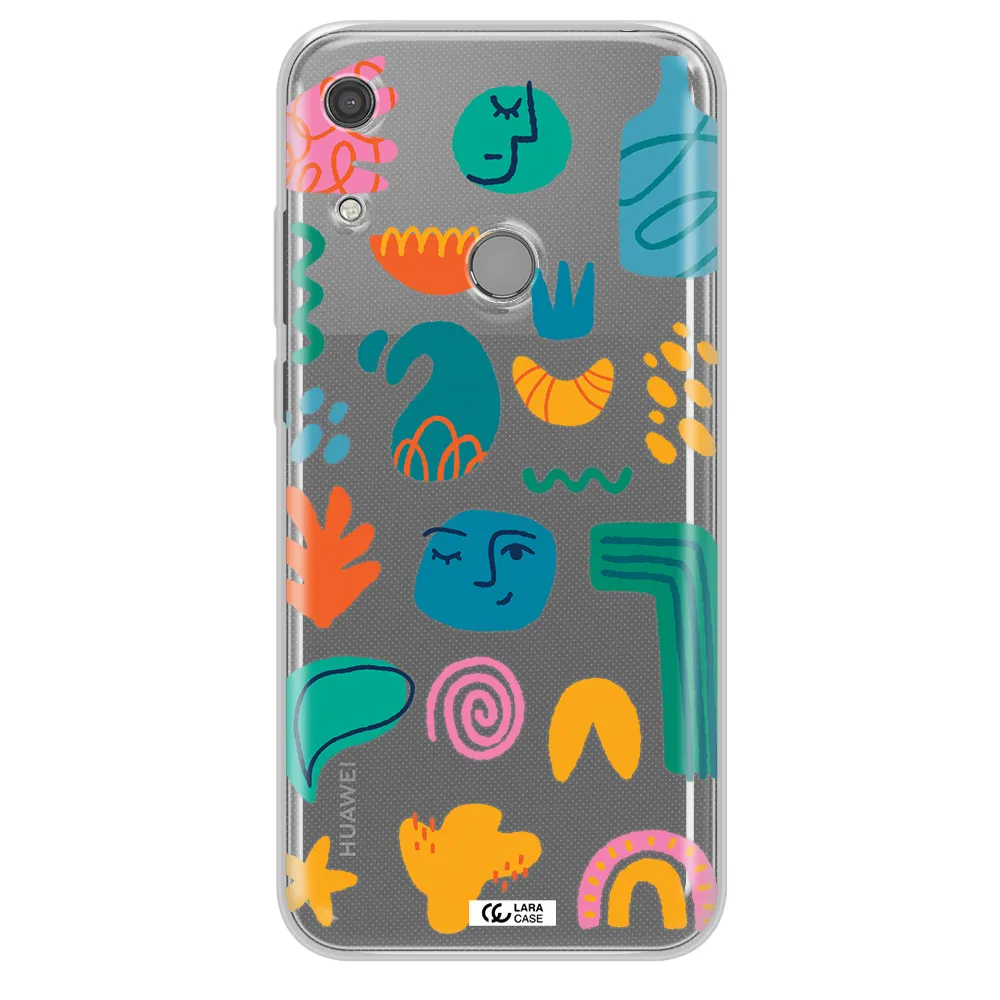 a collection of colorful shapes Huawei Y6S Clear TPU Case
