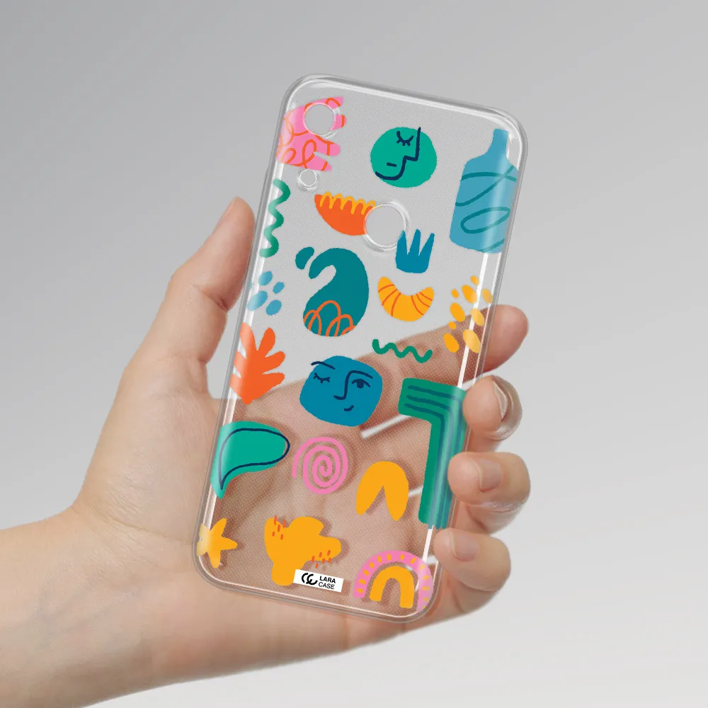 a collection of colorful shapes Huawei Y6S Clear TPU Case