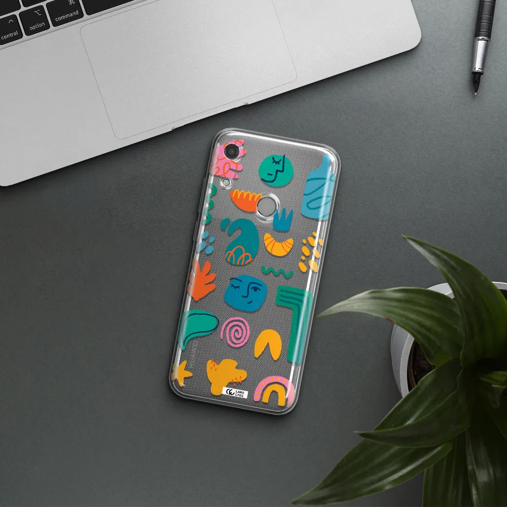 a collection of colorful shapes Huawei Y6S Clear TPU Case