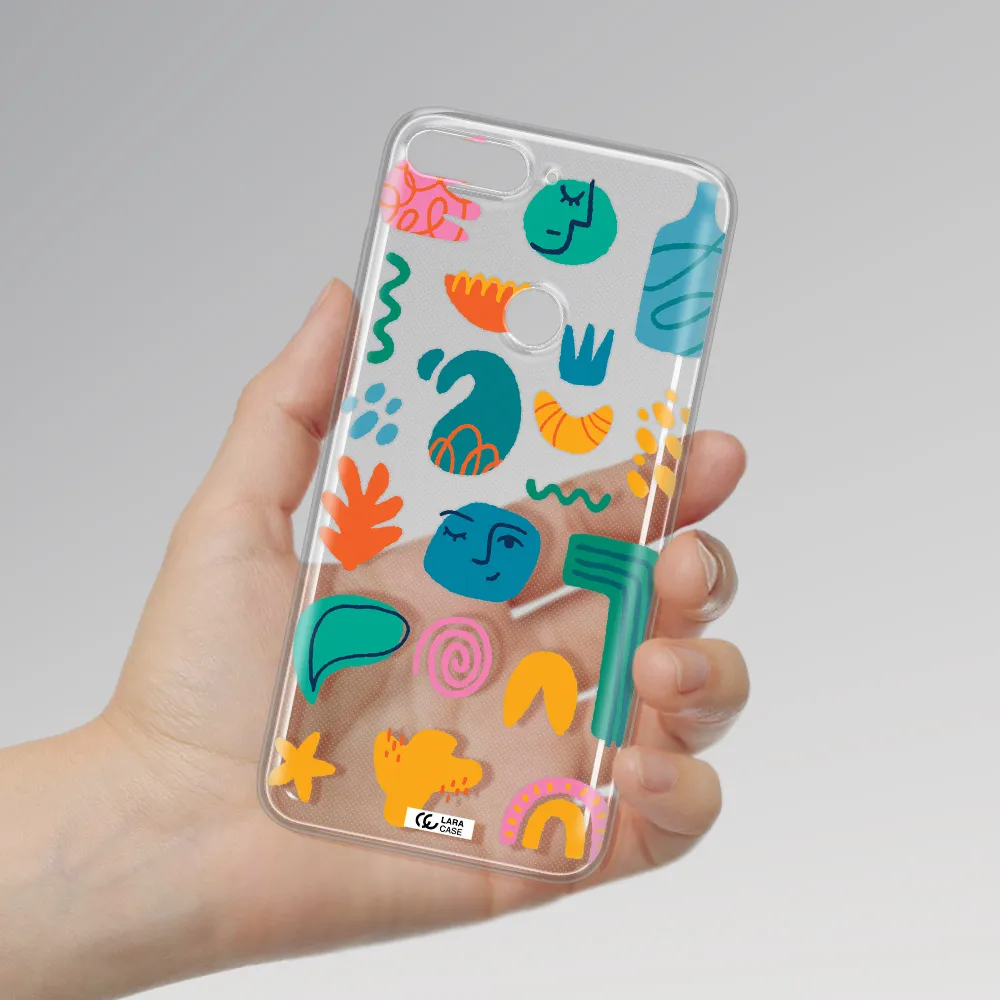 a collection of colorful shapes Huawei Y7 2018 Clear TPU Case