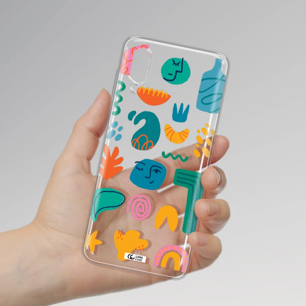 a collection of colorful shapes Samsung A02 Clear TPU Case