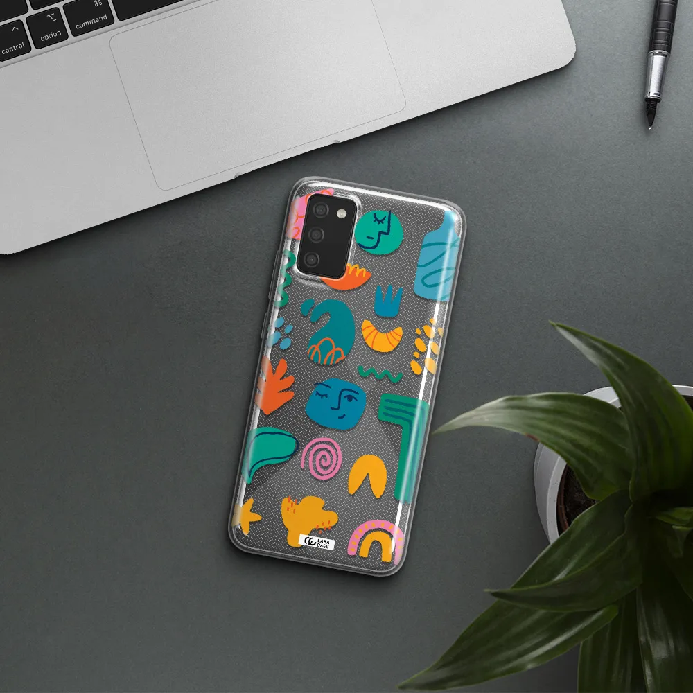 a collection of colorful shapes Samsung A02S Clear TPU Case