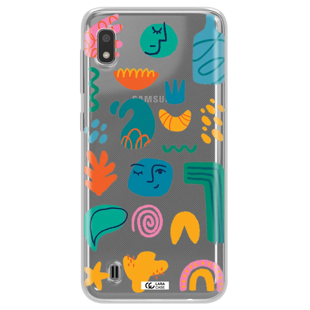 a collection of colorful shapes Samsung A10 Clear TPU Case