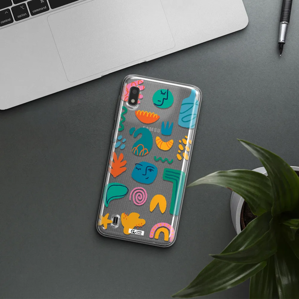 a collection of colorful shapes Samsung A10 Clear TPU Case