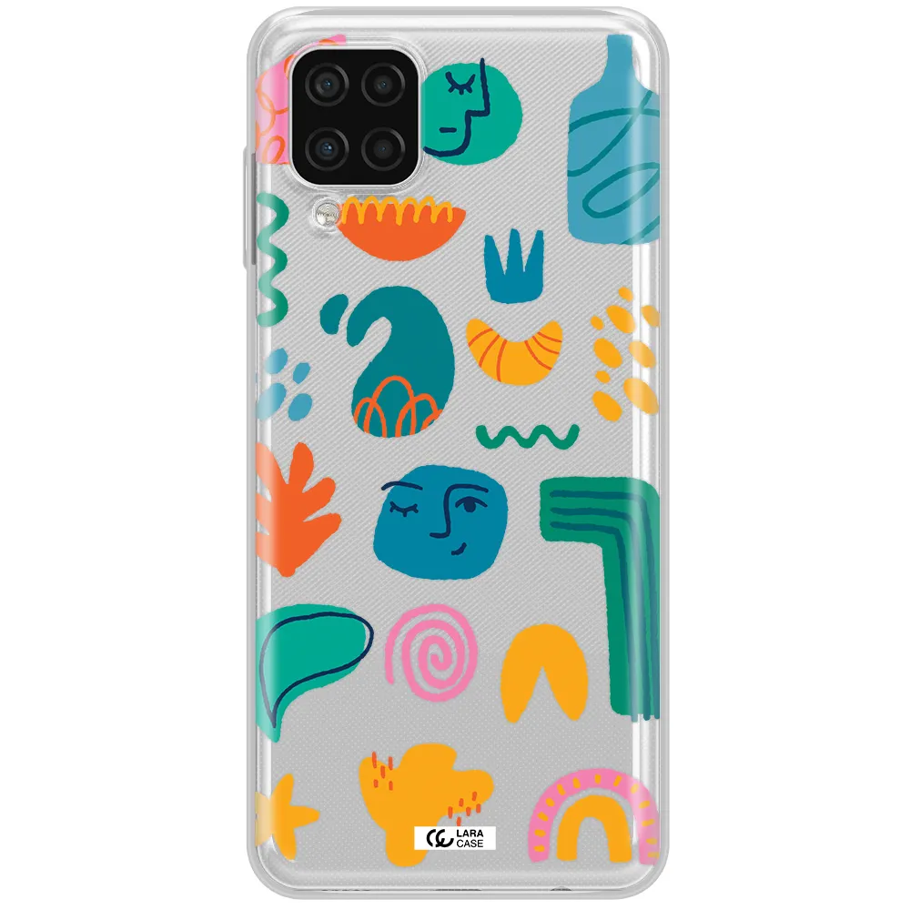 a collection of colorful shapes Samsung A12 4g Clear TPU Case