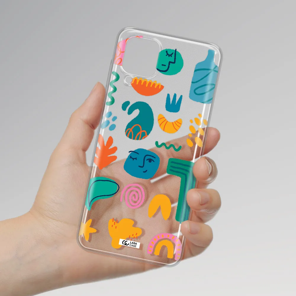 a collection of colorful shapes Samsung A12 4g Clear TPU Case