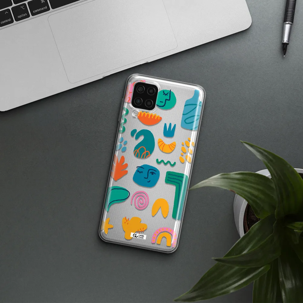 a collection of colorful shapes Samsung A12 4g Clear TPU Case