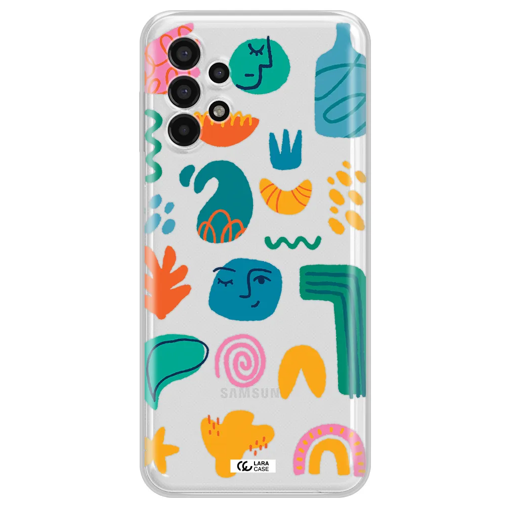 a collection of colorful shapes Samsung A13 4g Clear TPU Case