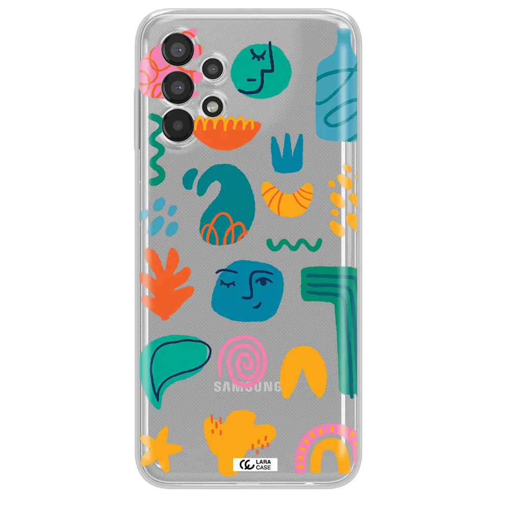 a collection of colorful shapes Samsung A13 Clear TPU Case