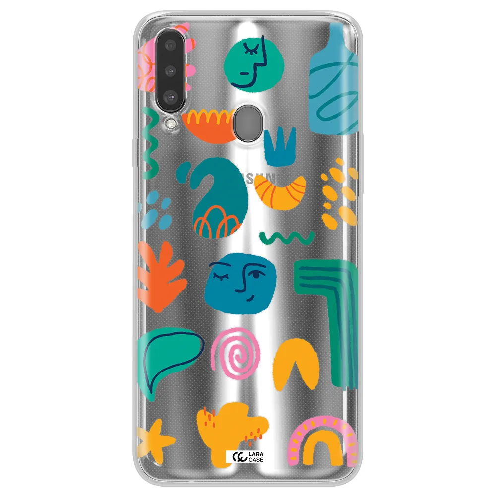 a collection of colorful shapes Samsung A20S Clear TPU Case