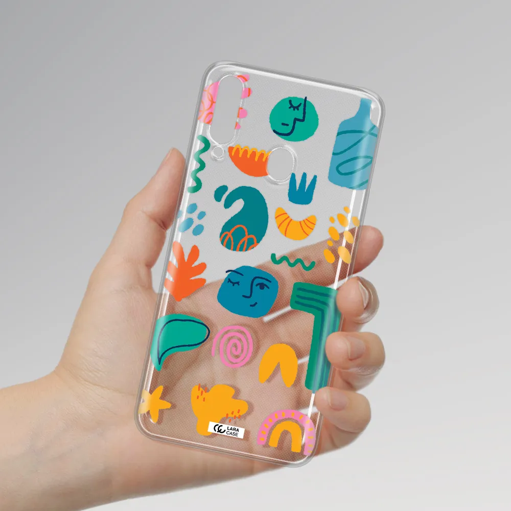 a collection of colorful shapes Samsung A20S Clear TPU Case