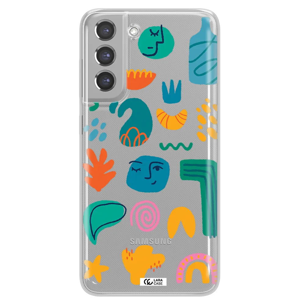 a collection of colorful shapes Samsung A21 Fe Clear TPU Case