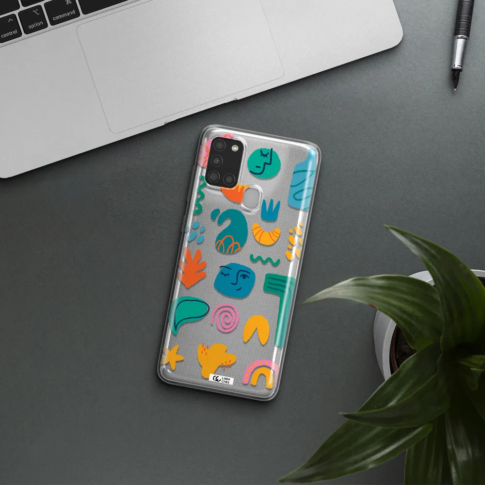 a collection of colorful shapes Samsung A21S Clear TPU Case