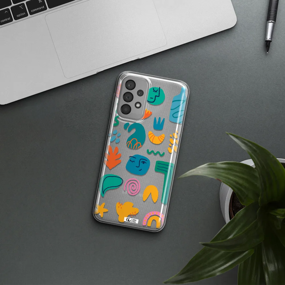 a collection of colorful shapes Samsung A23 Clear TPU Case
