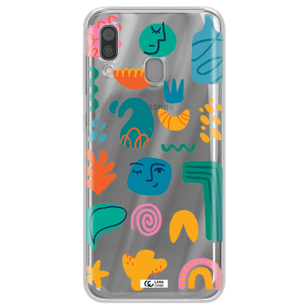 a collection of colorful shapes Samsung A30 Clear TPU Case