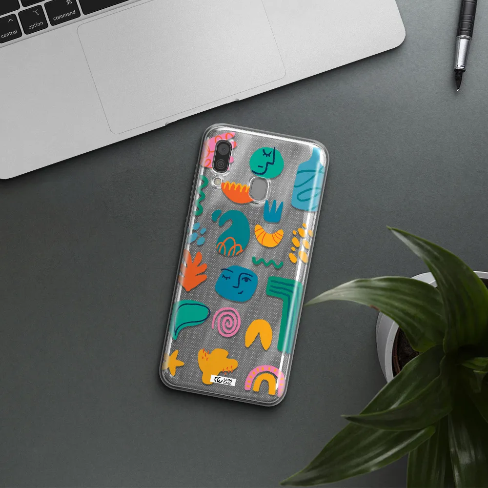 a collection of colorful shapes Samsung A30 Clear TPU Case
