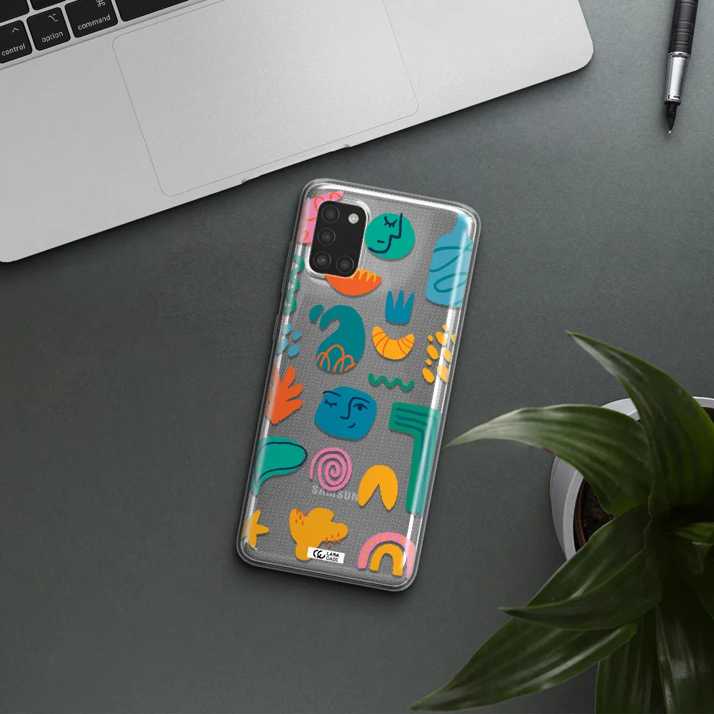 a collection of colorful shapes Samsung A31 Clear TPU Case