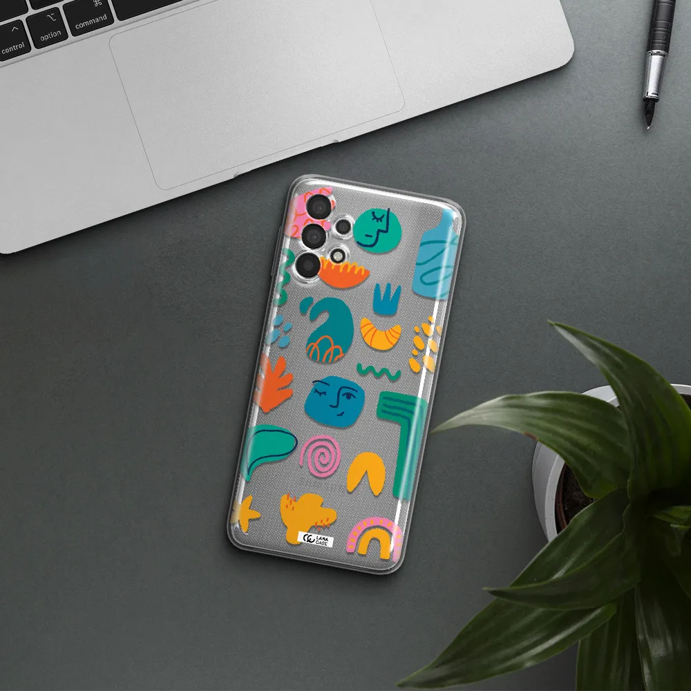 a collection of colorful shapes Samsung A32 Clear TPU Case