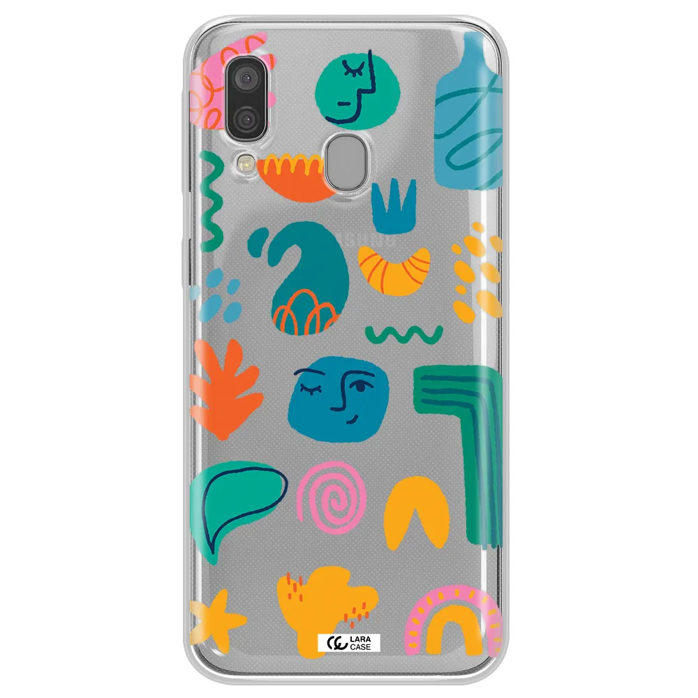 a collection of colorful shapes Samsung A40 Clear TPU Case