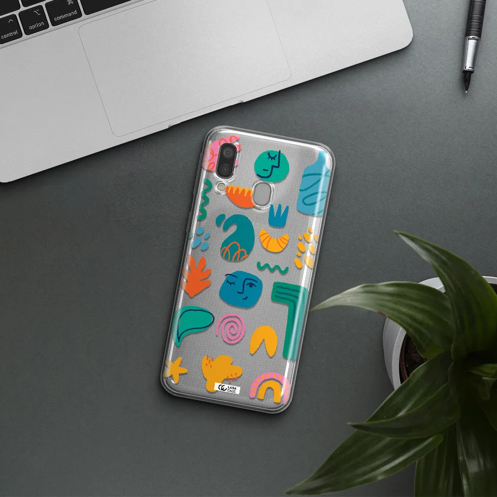 a collection of colorful shapes Samsung A40 Clear TPU Case