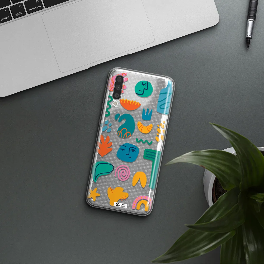 a collection of colorful shapes Samsung A50 Clear TPU Case