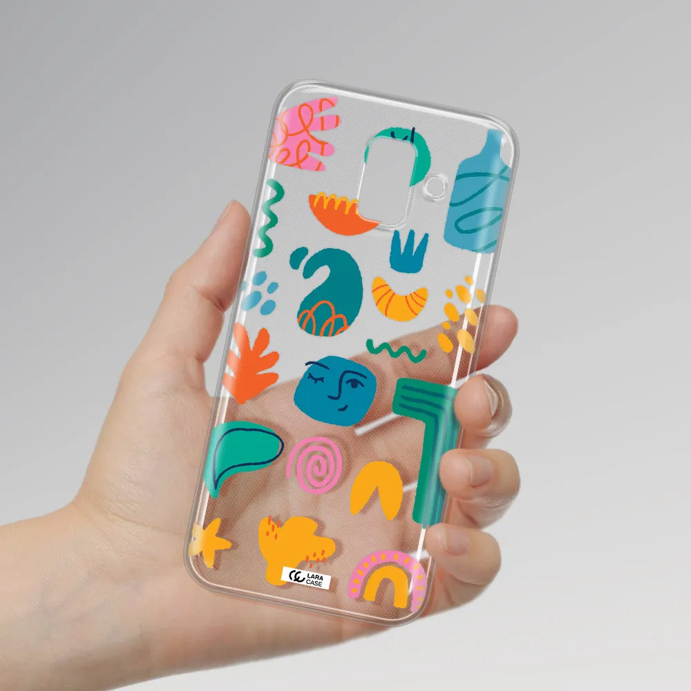 a collection of colorful shapes Samsung A6 Clear TPU Case