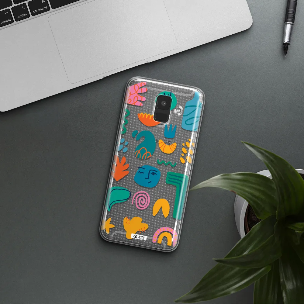a collection of colorful shapes Samsung A6 Clear TPU Case