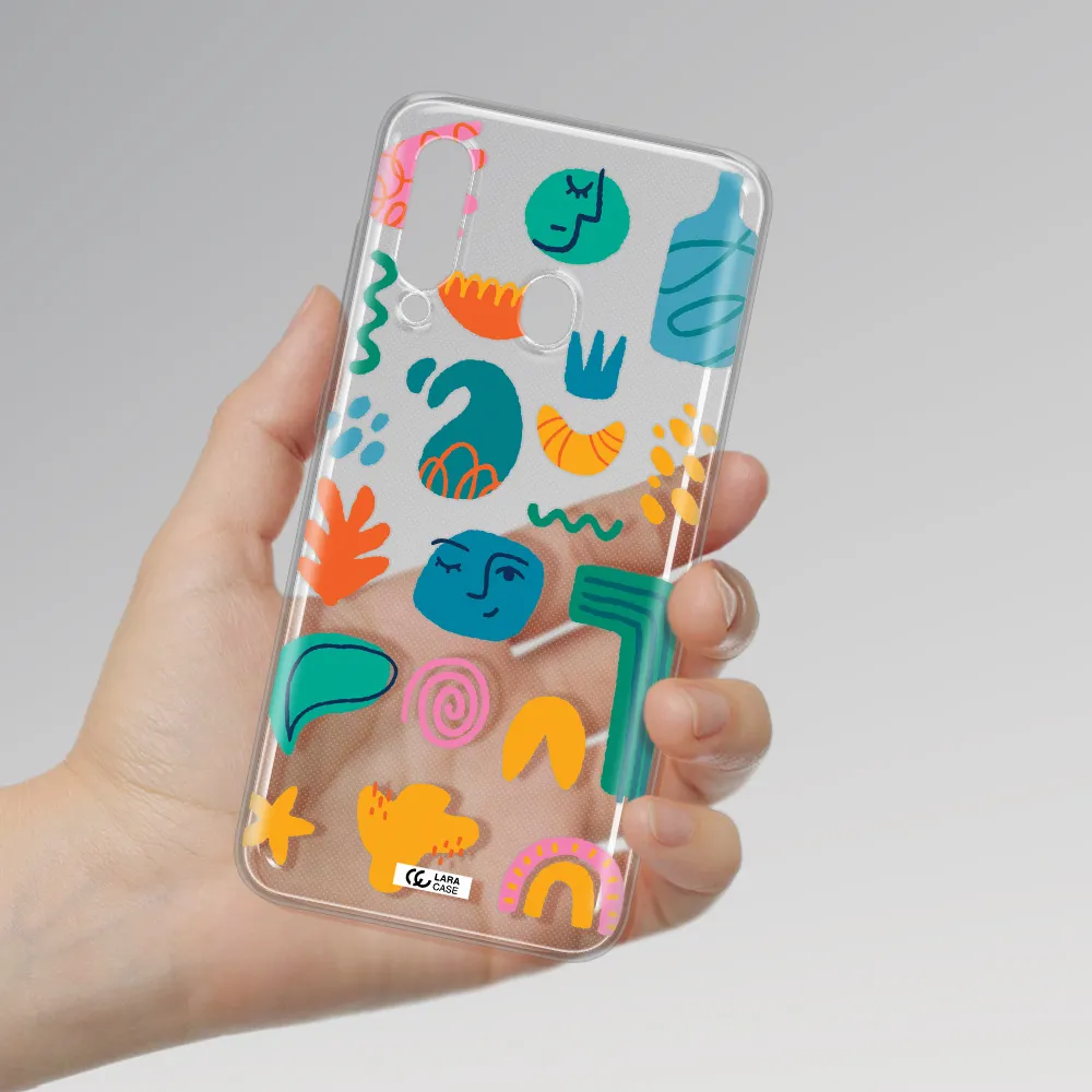 a collection of colorful shapes Samsung A60 Clear TPU Case
