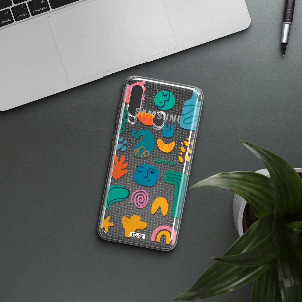 a collection of colorful shapes Samsung A60 Clear TPU Case