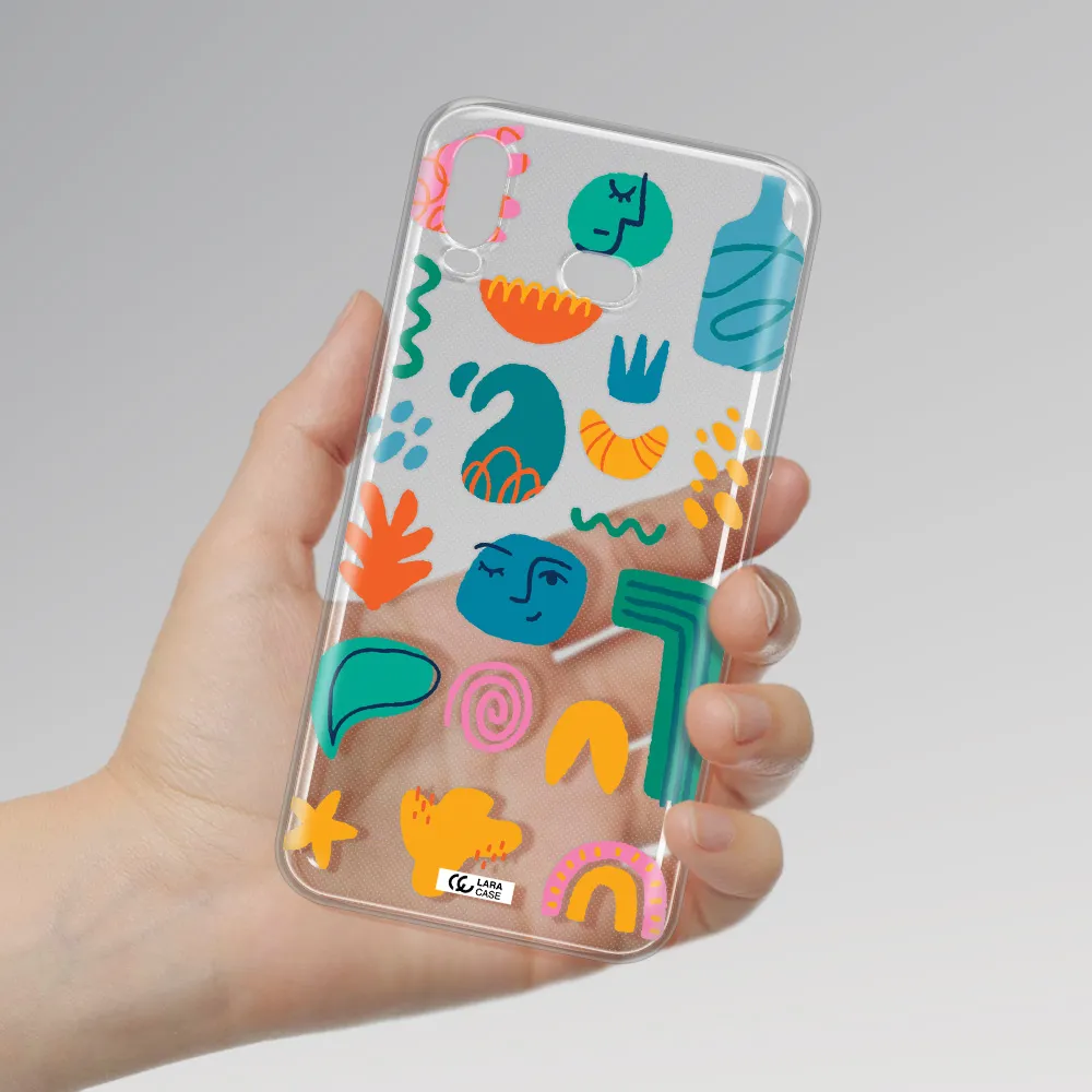 a collection of colorful shapes Samsung A6S Clear TPU Case