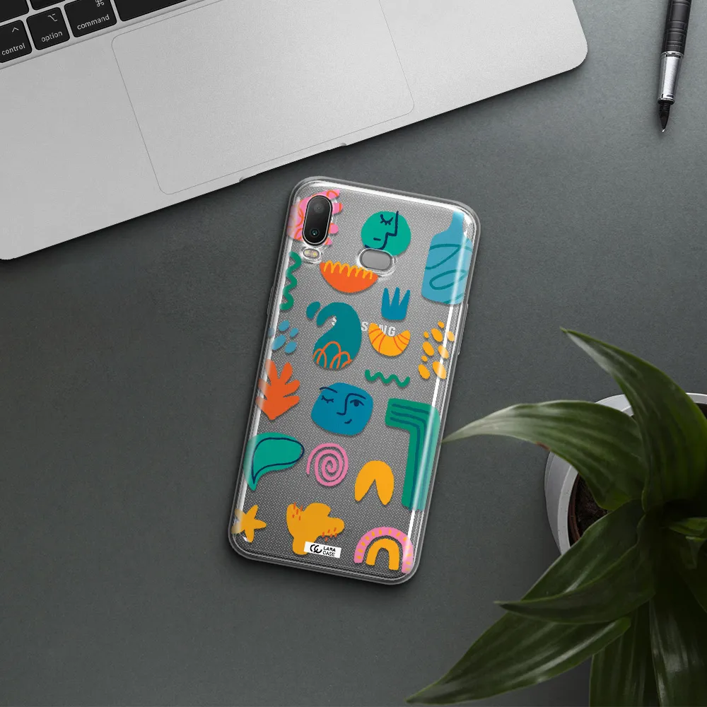a collection of colorful shapes Samsung A6S Clear TPU Case